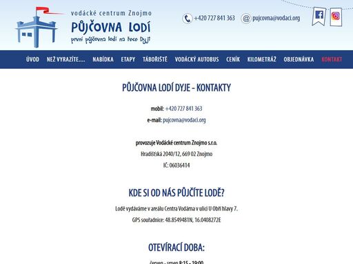 vítejte na webových stránkách 1. vodácké půjčovny lodí a vodáckého vybavení na dyji.