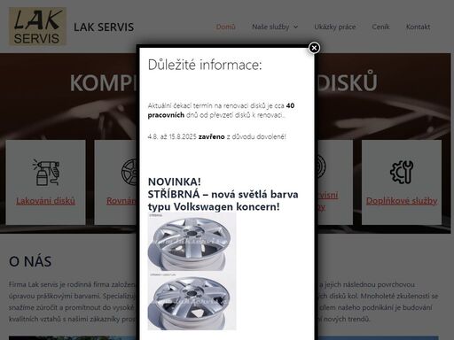 firma lak servis je rodinná firma založena roku 1993. zabýváme se tryskáním (pískováním) povrchů a jejich následnou povrchovou úpravou práškovými barvami.
