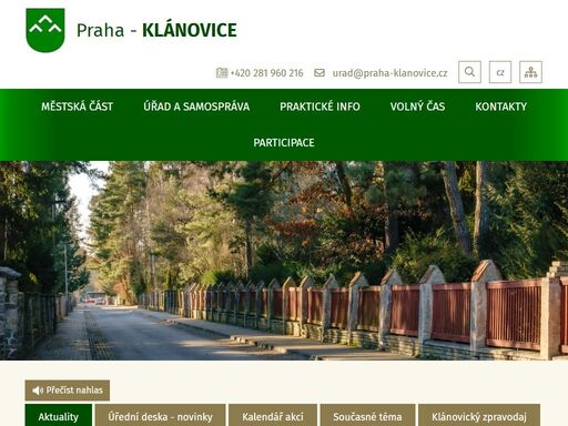 oficiální stránky městské části praha - klánovice