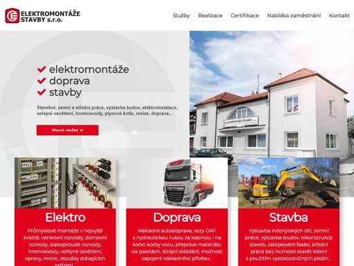 elektroinstalace, elektromontáže, osvětlení, hromosvody, výstavba budov, stavební, strojní, zemní a střešní práce, plynové kotle.