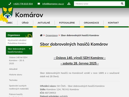 oficiální stránky obce komárov