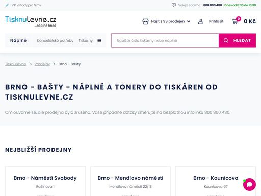 nechte si zaslat toner či náplň do vaší tiskárny do prodejny tisknulevne.cz - brno - bašty.