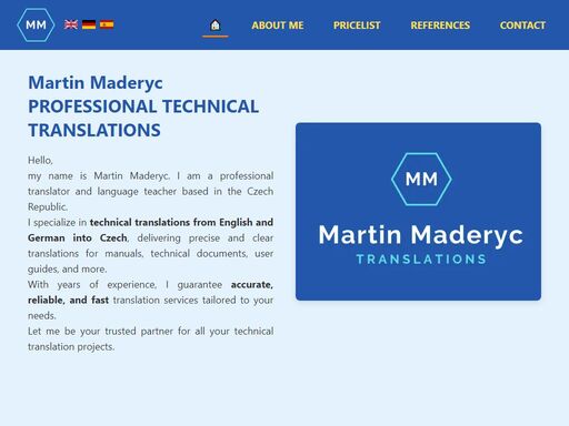technical translations from english and german into czech. reliable, fast, and accurate services from an experienced freelance translator.