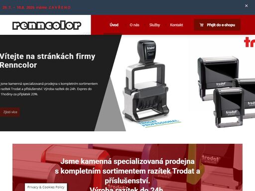 od roku 1993 se zabýváme výrobou razítek, vizitek, potiskem předmětů, velkoplošným tiskem, gravírováním, značením co2 laserem a ostatní reklamní činností