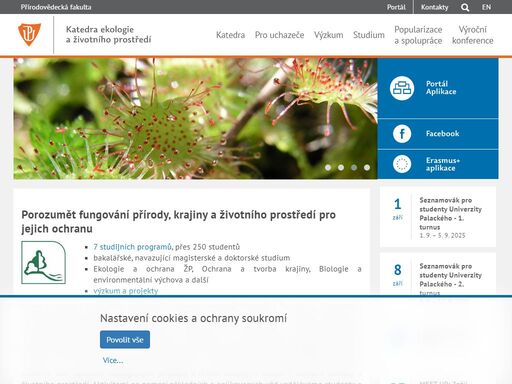 hlavní webové stránky přírodovědecké fakulty univerzity palackého v olomouci
