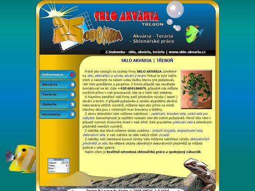sklo akvária - výroba akvárií, terárií a sklenářské práce.