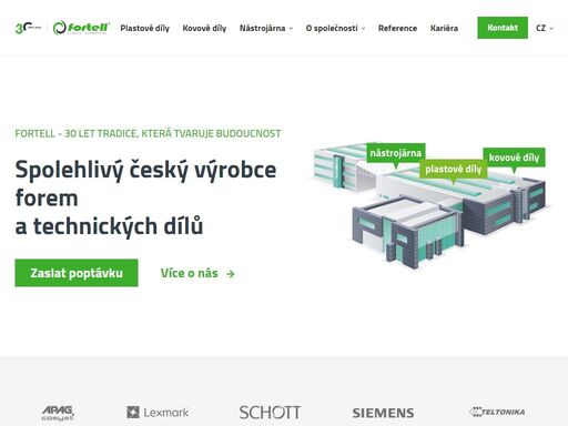 český výrobce vstřikovacích forem, lisovacích nástrojů a specialista na velkosériovou výrobu plastových dílů a kovových výlisků