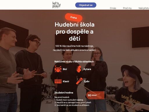 hledáte hudební školu v praze? naši kvalifikovaní učitelé naučí vaše děti i dospělé hrát na kytaru, klavír a bicí. zkušební lekce zdarma. přihlaste se ještě dnes!