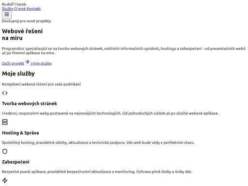 freelance programátor specializující se na tvorbu moderních webových stránek, hosting a komplexní webová řešení. kvalitní weby na míru pro vaše podnikání.