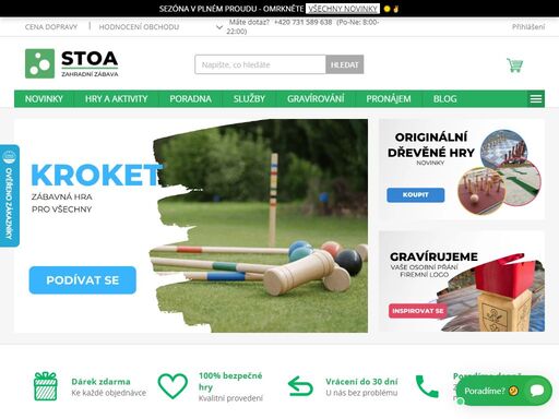 stoa - zahradní a venkovní hry a aktivity - výroba, prodej, pronájem. minigolf, kuželky, člověče nezlob se, kroket, kubb, cornhole. zahradní zábava - specialisté na zahradní hry.