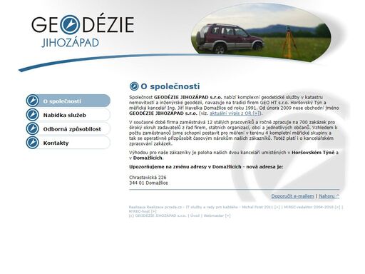oficiální stránky firmy geodézie jihozápad s.r.o.