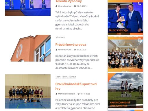 oficiální stránky gymnázia havlíčkův brod