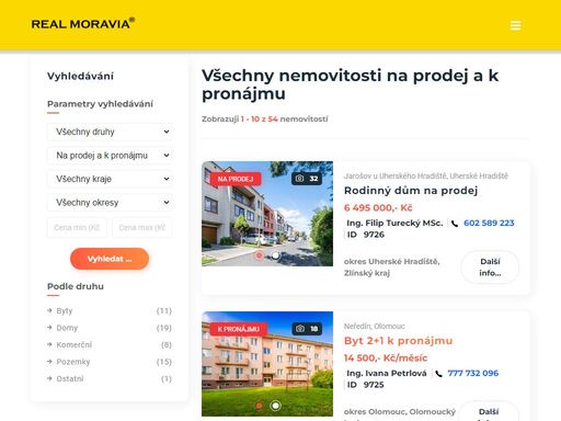 nemovitosti na prodej a k pronájmu - realitní kancelář real moravia