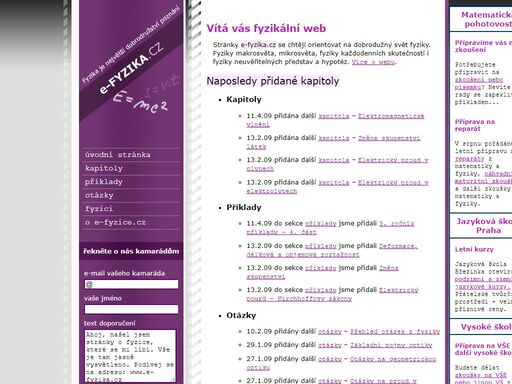 komplexní web zaměřený na fyziky