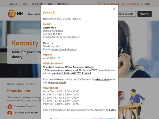 pobočka nádražní 344/25, 150 00 praha 5., praha 5. na našich obchodních místech jsme i nadále připraveni řešit požadavky klientů.