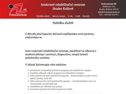 fyziocentrum hk - soukromé rehabilitační centrum hradec králové