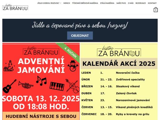 bistro za bránou je koncept moderního bistra-restaurace, kde se jídlo i nápoje připravují pouze ze surovin námi prověřených dodavatelů.