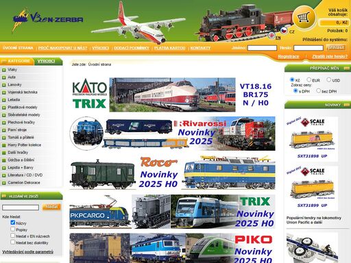 přehledný eshop s velkým výběrem modelů vlaků a vláčků, vagónů a lokomotiv, kolejiště. vyhledávání podle mnoha parametrů. značky roco, herpa, marklin, trix, noch a další