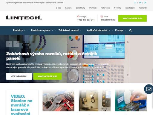 laserová technologie, průmyslové značení a automatizace na zakázku. 