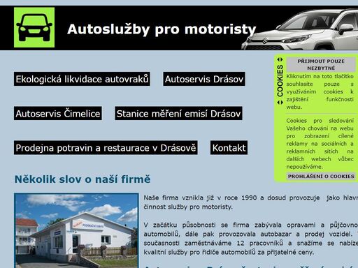 vlastimil kout - autoservis v drásově a čimelicích, měření emisí a ekologická likvidace automobilů. prodejna potravin a restaurace.