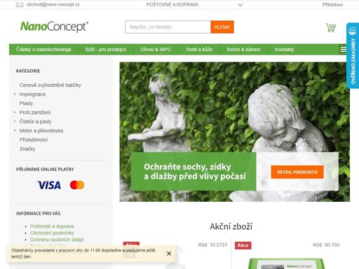 nano impregnace textilu, nano ochrana a impregnace povrchů, tekuté stěrače, ochrana skla a keramiky, betonu, dřeva, a další.