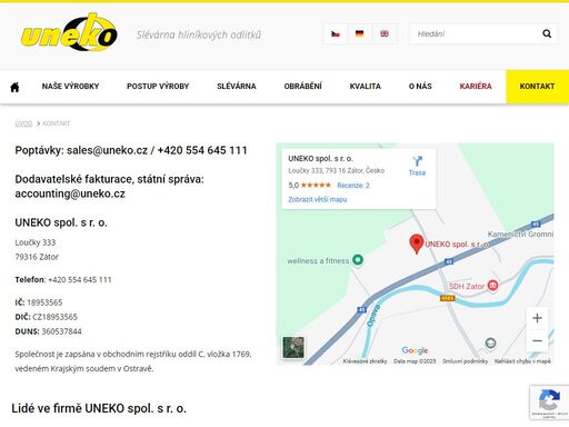 uneko spol. s r. o. - hliníkové odlitky do písku a cnc obrábění