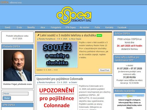 ospea je odborový svaz s celorepublikovou působností.