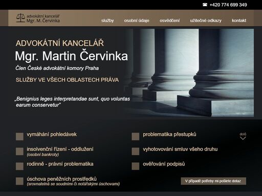 advokát mgr. martin červinka, advokátní kancelář, insolvence, osobní bankrot, konkurz, trestní řízení, vymáhání pohledávek, rozvod, výživné, nájemní smlouvy, prodej nemovitosti, advokátní úschova