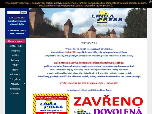 linda,press,lindapress,nymburk, v zahradkach,1536/8, fitness, 2.patro, prosklene schody, reklama,tisk,grafika,scan,skartace,diapozitivu,kinofilmu,focerní,tisk,digitální,ofsetový,do a3,do a0,čb,barevný,vizitky,letáky,katalogy,plakaty,ceniky,velkoformatové,kopírování,kniharina,vazby,krouzkové,diplomove,sesivani,zlaceni,knihy,prevazby,do a4,derovani,skládání,prace,primy,vyrobce,razitek,razitka,trodat,colop,shiny,ručky,paginyrky,reliefni,cislovacky,datumky,vicebarevny otisk,samolepící,reklamy,nápisy,desky,3d,laser,znaceni,rezana,tistena,laminace,prodej,potisk,reklamnich,predmetu,textilu,trik,cepic,mikin,teplaku,sportovni,pracovni,odevy,serp,tuzek,tasek,zapalovacu,tasek,tasky,metry,snurky na krk,klicenky,modely aut,medaile,pohary,diplomy,hrnky,talire,kameny,stamprle,pivni,pullitry,polstarky,podtacky,puzzle,podlozky,pod mys,batohy,penezenky,jmenovky,visacky,prodej,skolnich,kancelarskych,potreb,sesity,bloky,bezpecnostni,prvky,krakonosovy,dobroty,caj,sirup,dzem,sirup,koreni,aromaoleje,sportovni,elektro,sportrebni,materialy,techniky,pouzdra,psacich,souprav,popisovace,kridy,obaly,desky,fixy,cd,dvd,usb,tonery,cartridge,inkoust,inkoustove,tonerove,barvici,valecky,pasky,pf,svatebka,kalendáříky,kalendare,sublimace,digitální potisk,digitalni,primy,vysivka,folie,antibakterialni,samolepici,reklamy,napisy,bannery,poutace,stojany,fotodarky,hrnky,polstarky,kalendare,novorocni,prani,svatebni,oznameni,poukazy,darkove,vanocni,darky,tvorba,www,stranek,novorocenky,krabicky,vino,samolepky,etikety,visacky,karticky,ockovaci,potisky,razítka,tasek,papirovych,plastovych,latkovych,izolep,rucniku,satku,potisk,barevna,bavlnena,trika,dtf,sperky,prstynky,naramky,vonne,tycinky,dymy,privesky,parkovaci,hodiny,nymburk,obycejne,neobycejna,tuzka,web,stranky,tvorba,domena,hosting,www,lindashop,e-shop,eshop,prodej,lindashoping,placky,butony,serpy,stuhy.taborova,skolni,klubova,kroniky,prevazby,knih,rucni,popis,znaceni,leptani,placky,buttony,šerpy,stuhy,medaile,poháry,diplomy,krabicky,vyroba,renovace,knih,facebook,whatsapp,darkove,karty,zakaznicke,karty,darky,