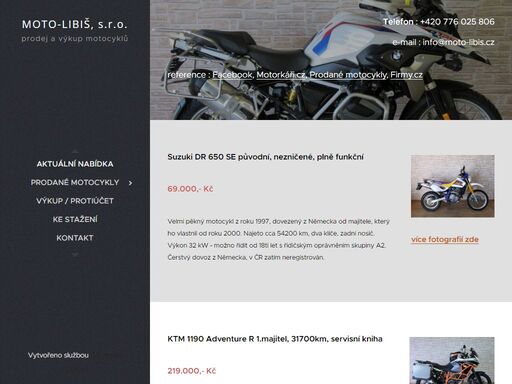 reference : facebook, motorkáři.cz, prodané motocykly, firmy.cz