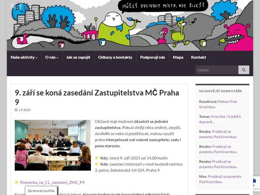 posláním našeho sdružení je ochrana životního prostředí a krajiny na katastrálním území prahy 9 | 9. září se koná zasedání zastupitelstva mč praha 9