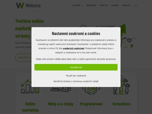 tvoříme online marketing, webové stránky a e-shopy. jsme webona. spolehlivý dodavatel, kterého si opravdu zamilujete.