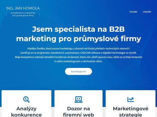 jsem specialista na b2b marketing pro průmyslové firmy. moje domény jsou strojírenství, stavebnictví, automatizace, cad/cam software, 3d tisk a digitální technologie ve výrobě.