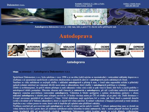 autodoprava dukemotors v.o.s. - autodoprava materiálů, osob, mraženého zboží, autoservis 