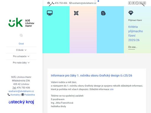 vzdělávací nabídka soš: truhlář, umělecký truhlář, tesař, operátor nábytkářské výroby, čalouník, krejčí, aranžér, prodavač, kadeřník, grafický design, podnikání. 