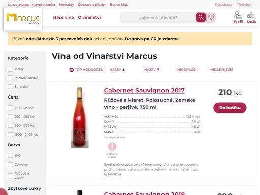 e-shop s kvalitními českými a moravskými víny od vinařství marcus