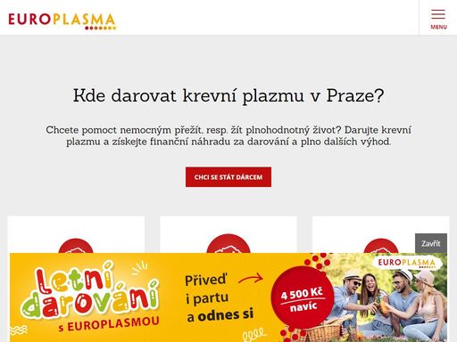 darování krevní plazmy v praze: odběry v centrech europlasma na černém mostě? chodově? zličíně? podléhají přísným hygienickým podmínkám. zkuste to u nás!