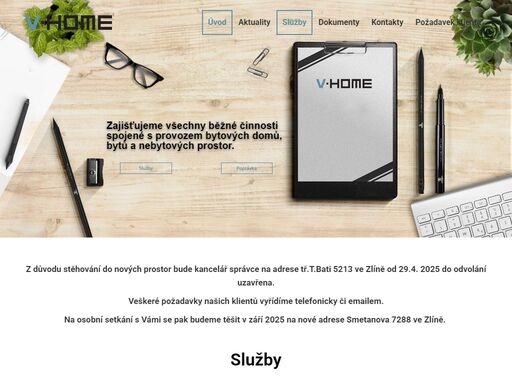 v-home s.r.o. - zajišťujeme všechny běžné činnosti spojené s provozem bytových domů, bytů a nebytových prostor.