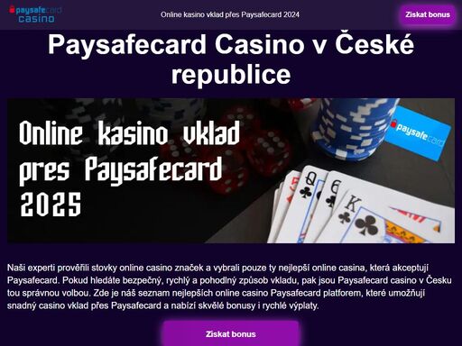 najděte nejlépe hodnocená paysafecard casino v česku s bezpečnými platbami a rychlými vklady. vyberte si kasino s top bonusy a hrajte bez starostí!
