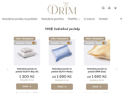 100% hedvábné povlaky na polštáře, hedvábné gumičky, hedvábné masky na spaní, pro krásné vlasy a pleť. prodáváme i pravé hedvábí metráž z niž sami šijeme doma v české republice.
