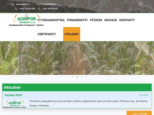 agripor - naše společnost provádí nezávislou poradenskou a výzkumnou činnost pro zemědělství, přičemž přednostně pro rostlinnou prvovýrobu. poradenská činnost je založena na nejnovější poznatcích vlastního regionálního výzkumu přímo v prostředí zemědělské praxe. v poradenství jsou rovněž využívany světové poznatky vědy a výzkumu a trendy v praktických inovacích. 