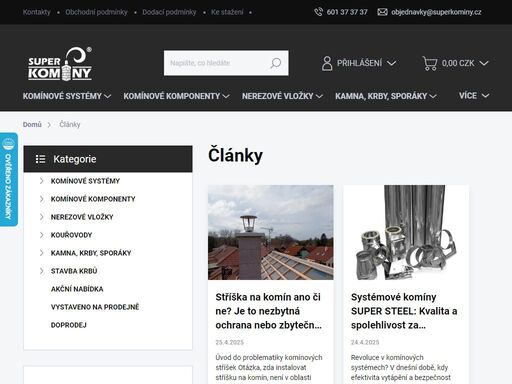 specialisté na návrh a dodání kvalitního a bezpečného komína, poradíme s výběrem, komín odešleme na adresu nebo zajistíme montáž na klíč. dodání po celé čr zdarma.
