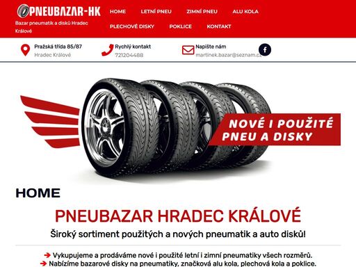 široký sortiment použitých a nových pneumatik v hradec králové. pneumatiky, alu kola, plechové disky a poklice všech velkostí a značek. přijeďte se přezout.