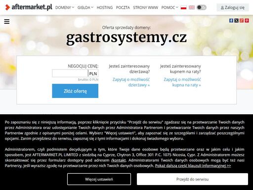 price: open to negotiation this sale offer is available on the aftermarket.pl site - the largest domain marketplace in poland.