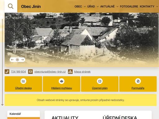 oficiální stránky obce jinín