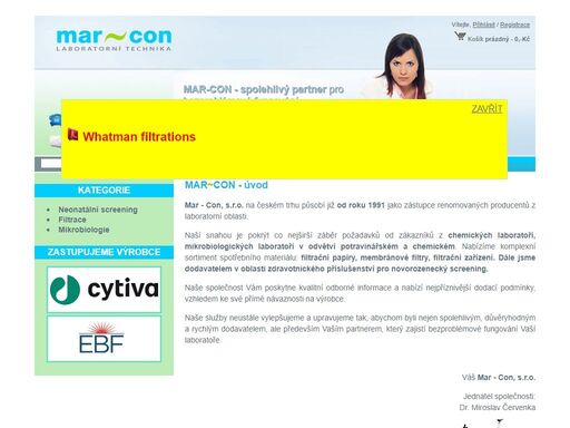 mar-con.cz  - úvod | nabízíme komplexní sortiment do vaší laboratoře: filtrační papíry, membránové filtry, chemikálie a rozpouštědla pro hplc a gc/mc.