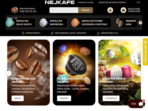 nejširší nabídka ?? nejlepších káv, kávových kapslí, podů, kávovarů, potravin a nápojů.