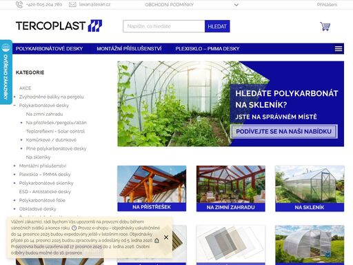 specializovaný obchod s polykarbonátovými deskami. 