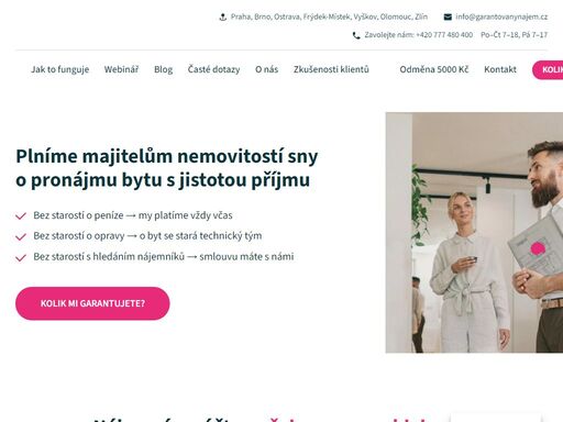 garantovaný nájem - vy pronajímáte byt nám, my dalším podnájemníkům. o vše se staráme za vás, abyste mohli čas věnovat sobě a svým blízkým.