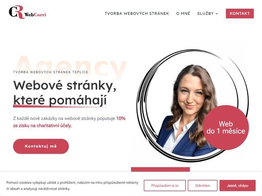 z každé nové zakázky na webové stránky poputuje 10% ze zisku na charitativní účely.